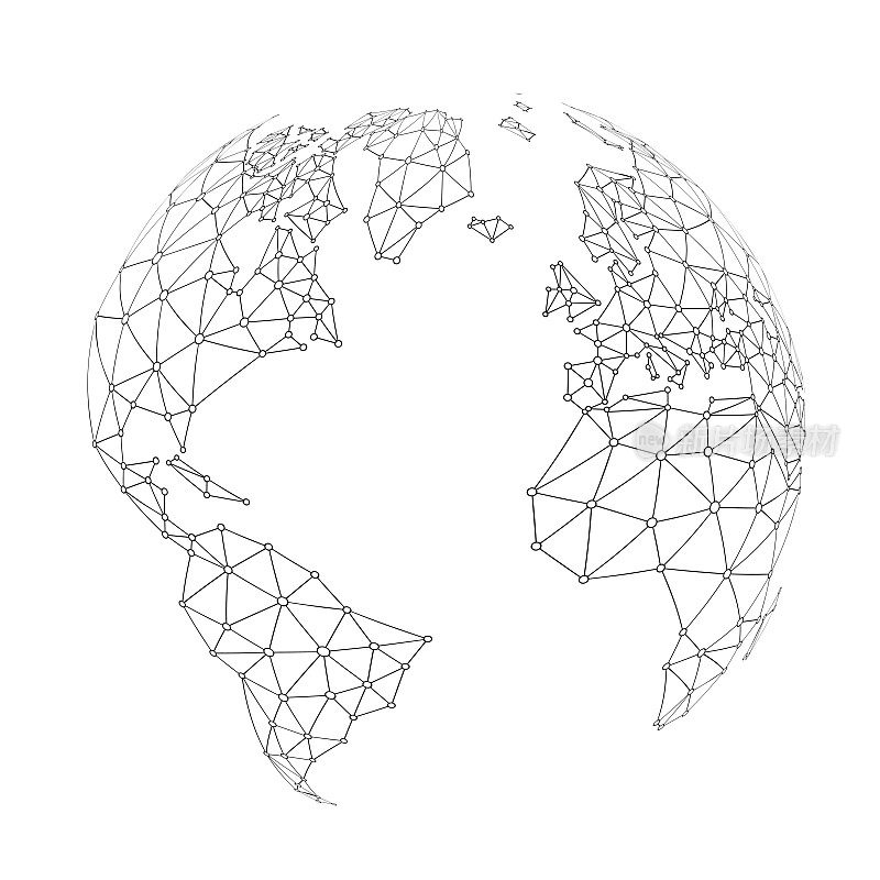 全球互联网网络网。社交背景。地球地图