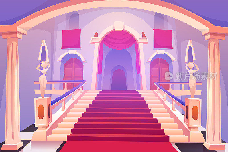 城堡楼梯，上楼梯在宫殿入口
