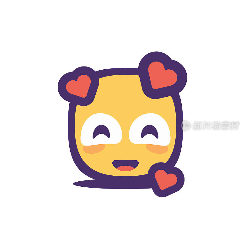 Emoticon设计平面色彩轮廓立方体形状和阴影效果