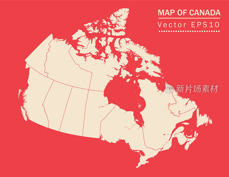 加拿大平面彩色地图