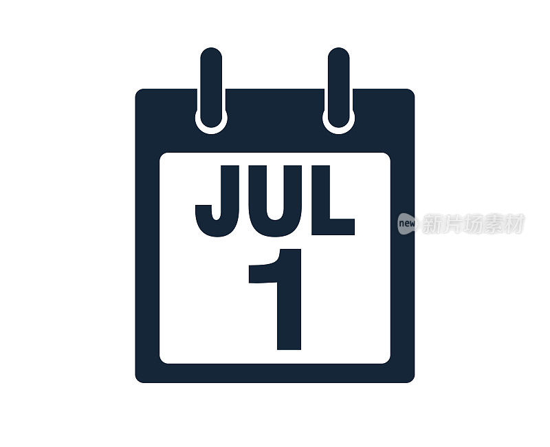 7月1日日历图标股票矢量插图