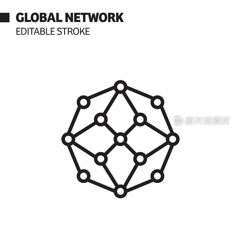 人工智能-全球网络相关图标。矢量图的符号