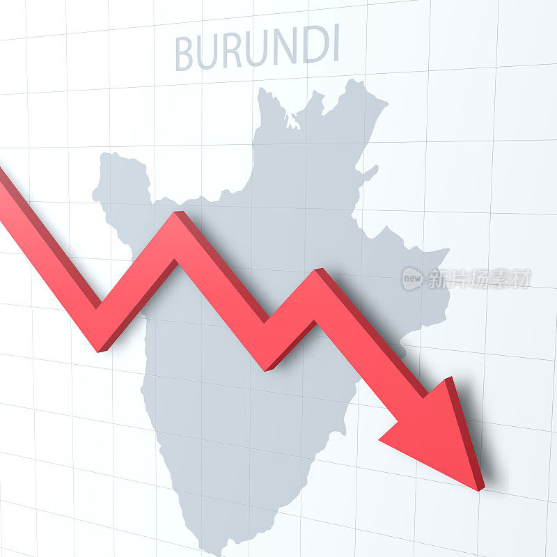红色箭头落下，背景是布隆迪地图