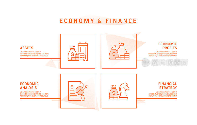经济和金融概念信息图模板，元素和图标。简单的矢量信息图设计