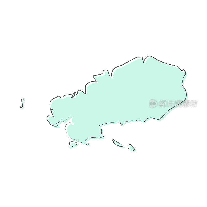 罗德里格斯岛地图手绘在白色的背景-时尚的设计