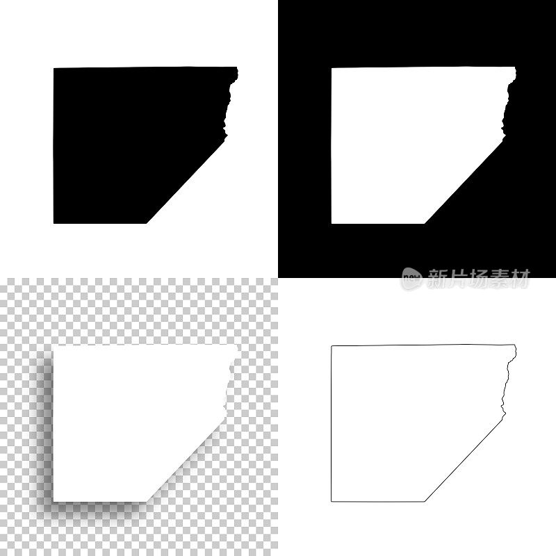 科罗拉多州阿拉莫萨县。设计地图。空白，白色和黑色背景