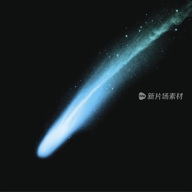 在黑色背景上的彗星矢量插图