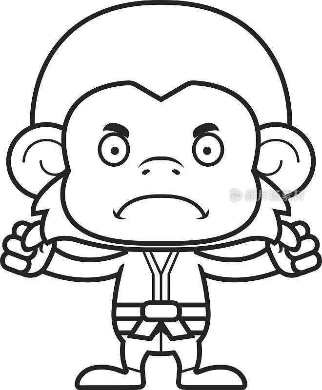 卡通愤怒的空手道猴子