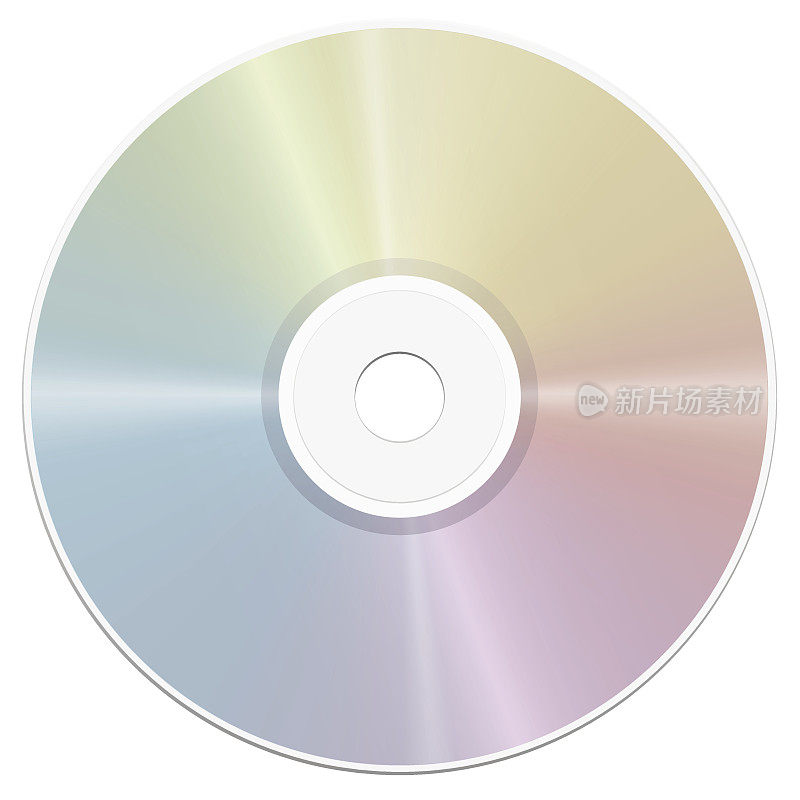 光盘-彩虹梯度表面反射-现实孤立矢量插图上的白色背景。