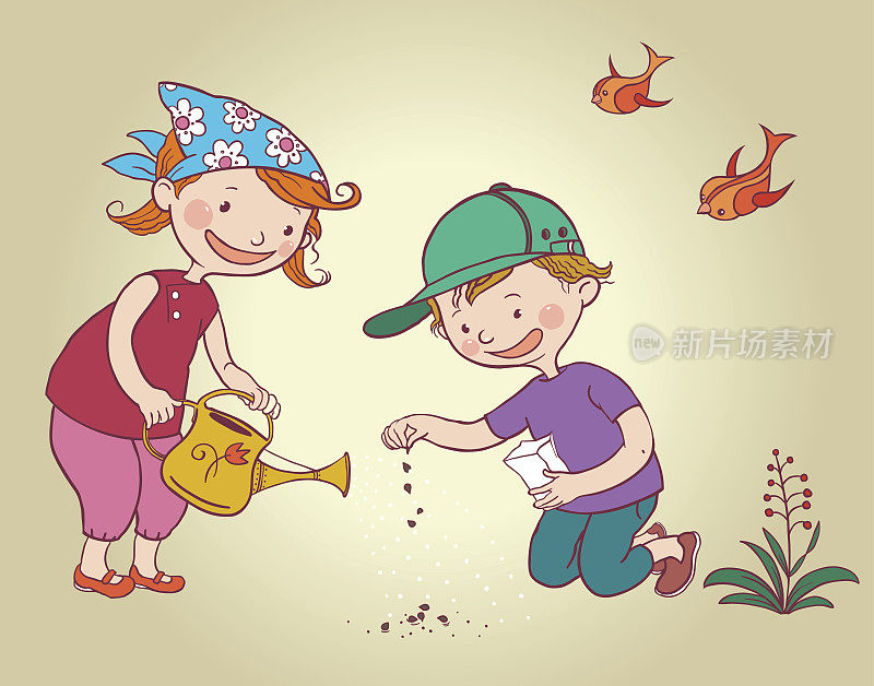 Two_Little_Kids_Planting_Flowers_Seeds