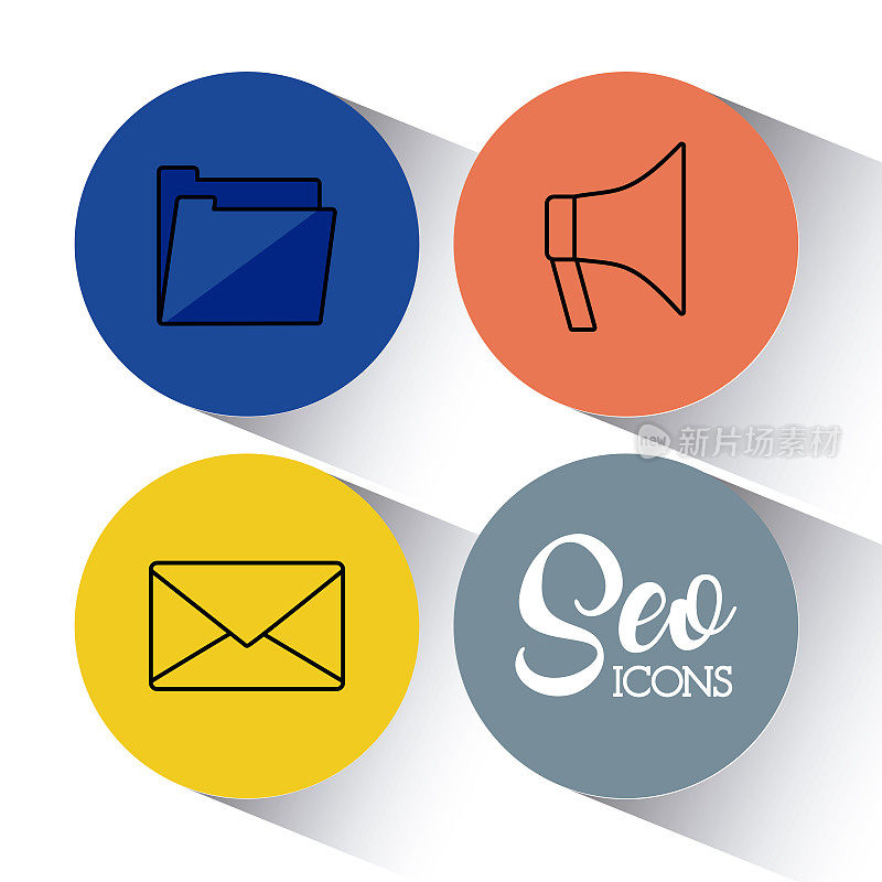 Seo搜索引擎优化和营销图标
