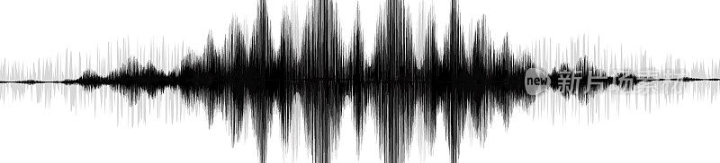 全景Ultra地震波在白皮书背景，音频波形概念，设计教育和科学，矢量插图。