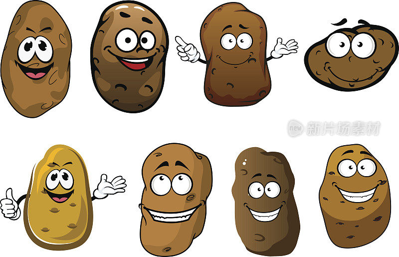 卡通搞笑微笑土豆蔬菜
