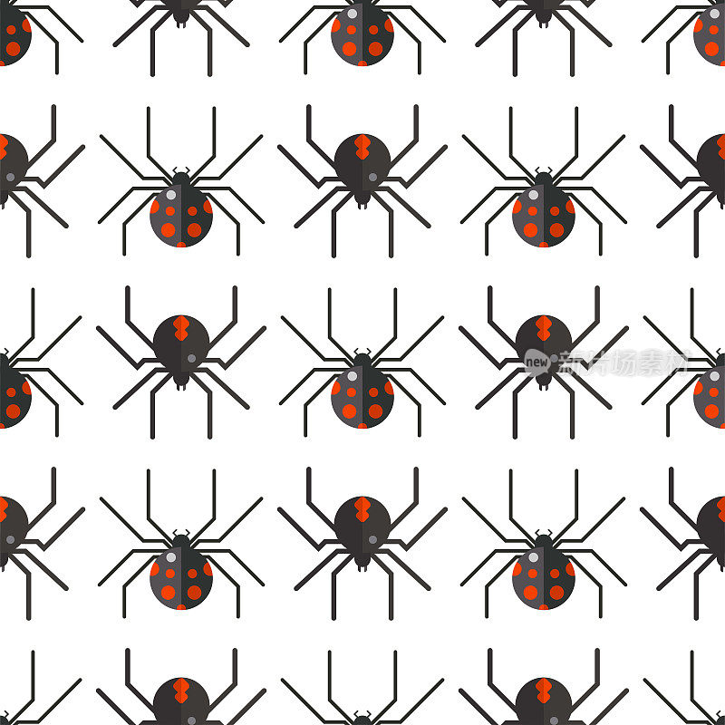 蜘蛛网剪影蜘蛛害怕无缝图案可怕的动物设计自然昆虫危险恐怖万圣节矢量图标