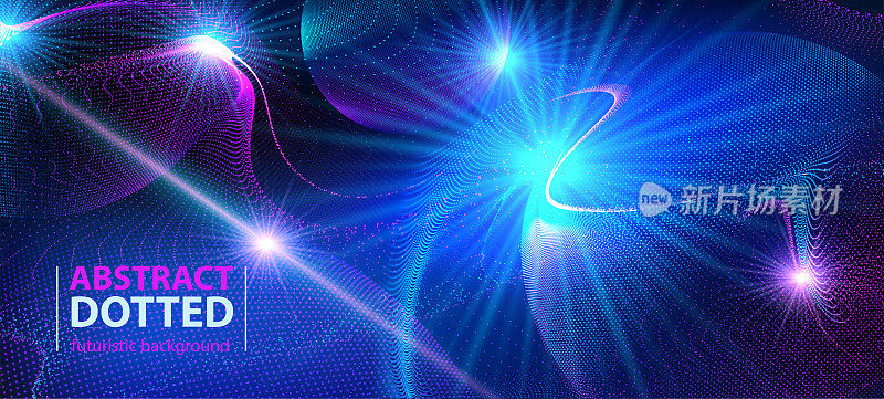 抽象技术未来的蓝色霓虹径向光爆发效果在黑暗的背景。数字元素圈半色调。矢量插图。Eps10