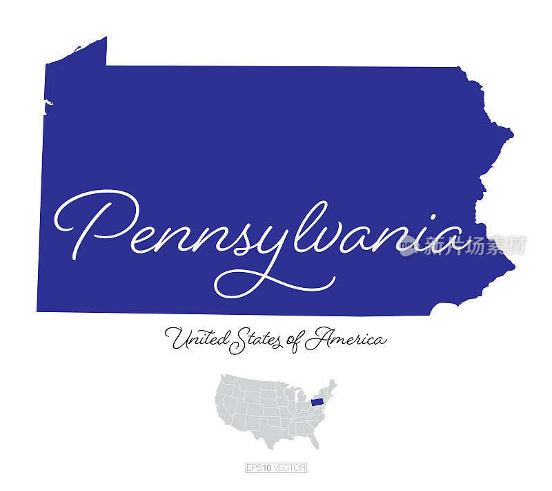 宾夕法尼亚州美国矢量地图插图