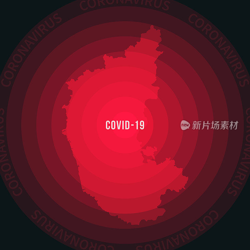 卡纳塔克邦COVID-19传播地图。冠状病毒爆发