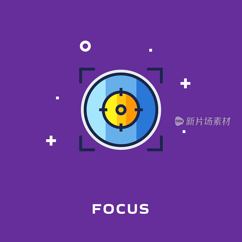 聚焦平面线图标，轮廓矢量符号插图。