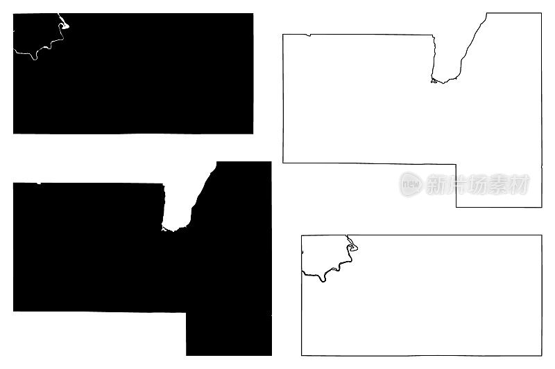 丰迪拉克和欧克莱尔县，威斯康星州(美国县，美利坚合众国)地图矢量插图，草稿示意图