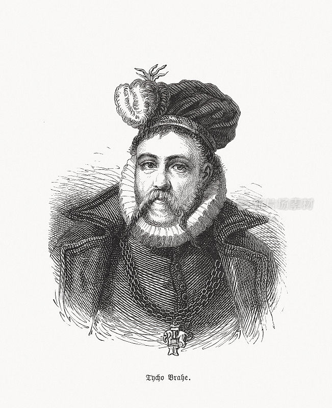 第谷・布拉赫(1546-1601)，丹麦天文学家，木刻，1893年出版