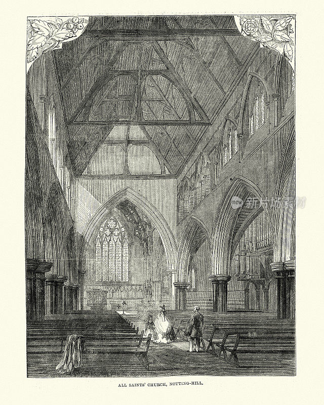 伦敦诺丁山万圣教堂内部，19世纪
