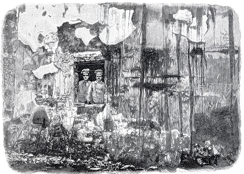 1897年，巴黎，巴扎尔・德拉Charité，火灾后的慈善义卖，帕莱酒店的窗户