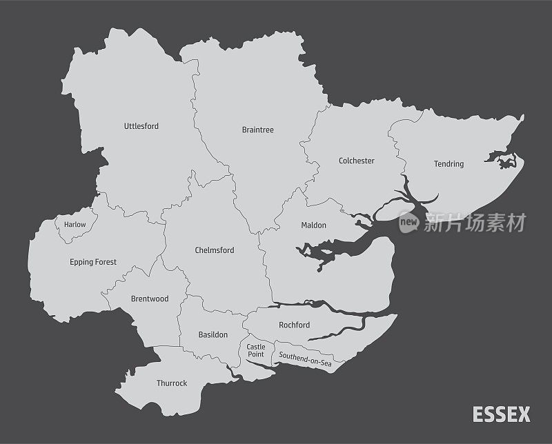 埃塞克斯郡行政地图