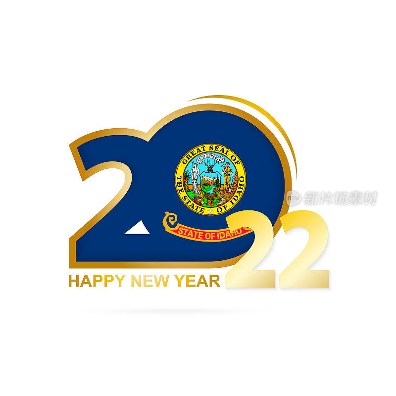 2022年爱达荷州旗图案。新年快乐设计。