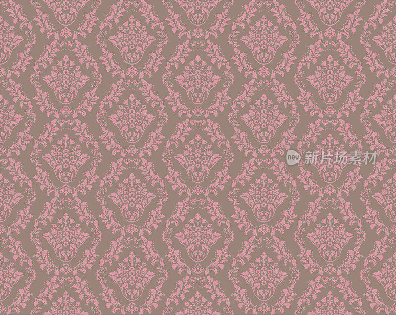 粉红色和卡其维多利亚缎豪华装饰织物图案