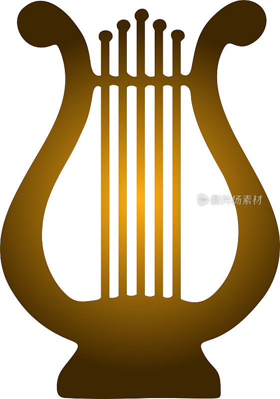天琴座-灵感的象征，一种乐器-矢量轮廓为你的标志。竖琴是艺术的象征，是标志或象形文字的标志