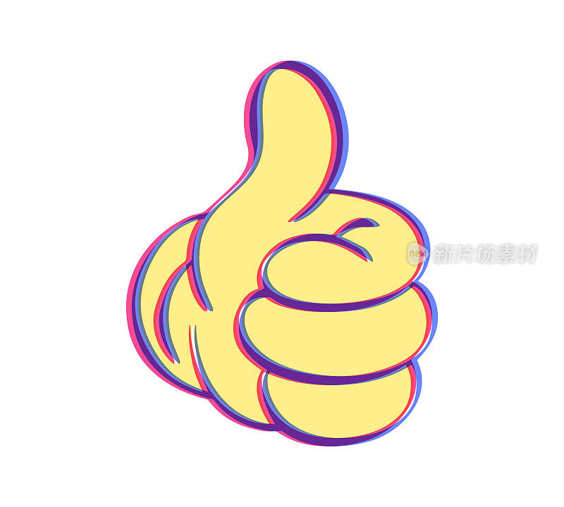 大拇指卡通风格的绘画