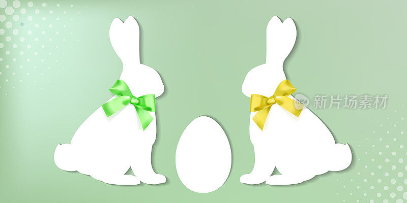 复活节贺卡快乐。节日卡片或横幅模板。复活节快乐，可爱的兔子和复活节彩蛋。文本。矢量图