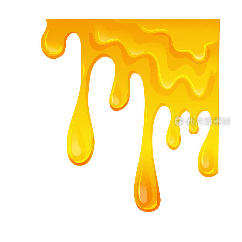流动的黄色粘性液体柠檬果冻或蜂蜜。