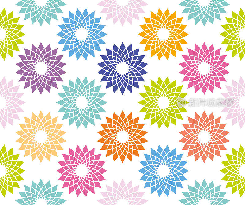 色彩斑斓的几何花卉图案