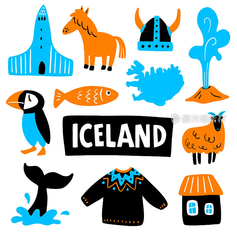 冰岛涂鸦的形状