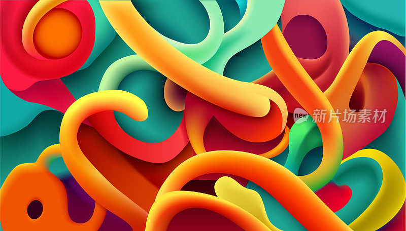 彩色流体抽象形状，液体抽象背景，流动，运动设计