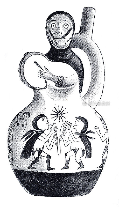 美洲原住民的Chimor陶器插画