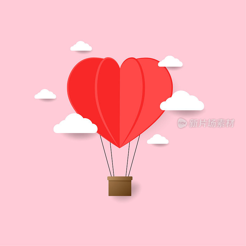 情人节的海报设计。情人节插图。心脏气球3d向量。纸风格逼真的情人节卡片。