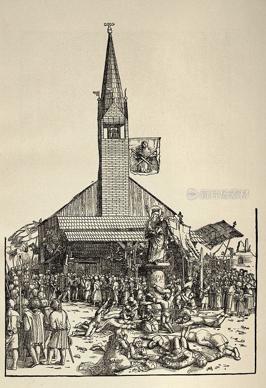 《去雷根斯堡美丽圣母老教堂朝圣》，作者迈克尔·奥斯坦多弗，16世纪德国木刻，艺术