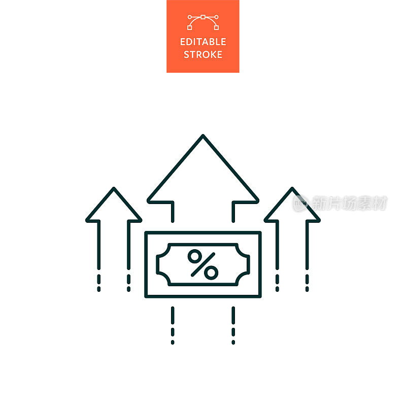 带有可编辑描边的利率线图标。Icon适用于网页设计、移动应用、UI、UX和GUI设计。