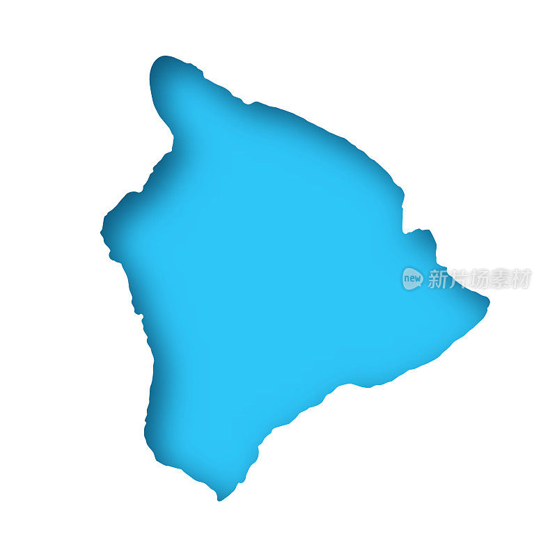 夏威夷岛地图-白纸在蓝色背景上裁剪