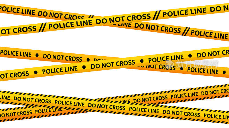 警戒线不会越过警戒线。黄色和黑色交叉警告条纹。危险区域或犯罪现场条纹背景。警告标志。向量