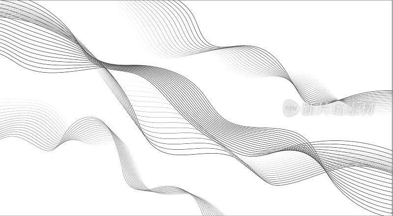 黑色波浪线孤立在白色抽象背景设计