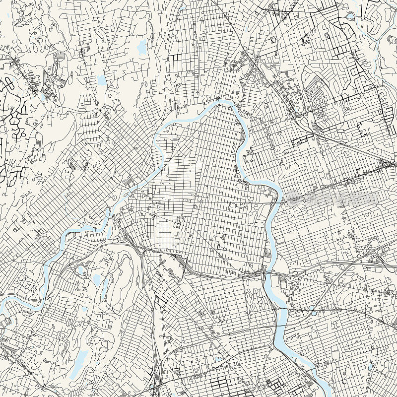 帕特森，新泽西州，美国矢量地图