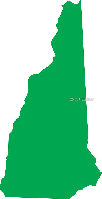 美国新罕布什尔州的绿色CMYK彩色地图