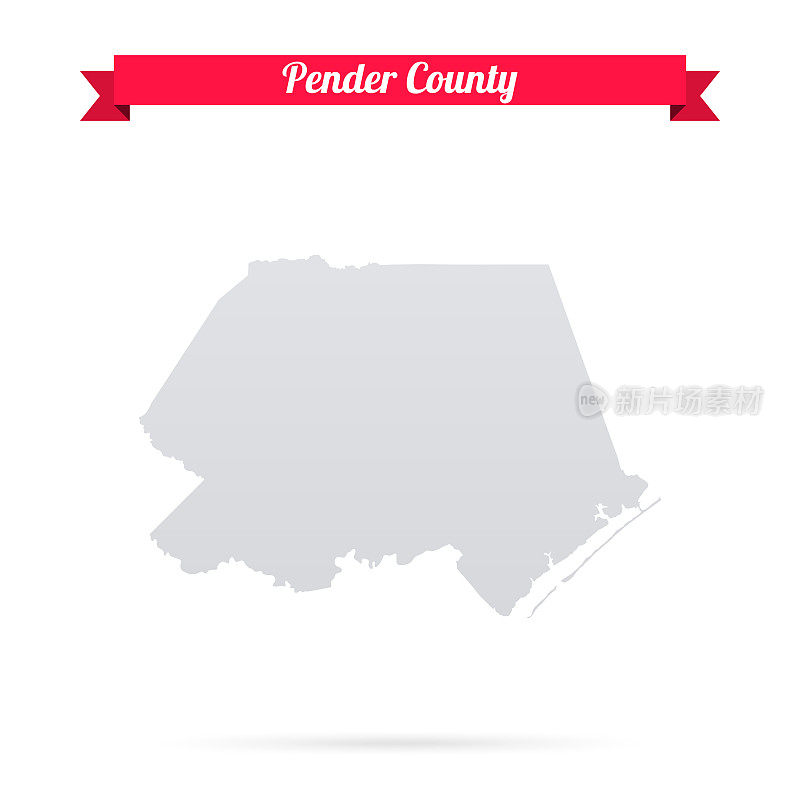 北卡罗莱纳州的彭德县。白底红旗地图