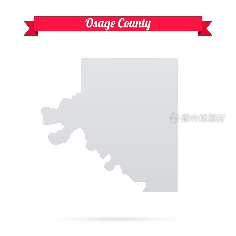 俄克拉荷马州奥塞奇县。白底红旗地图
