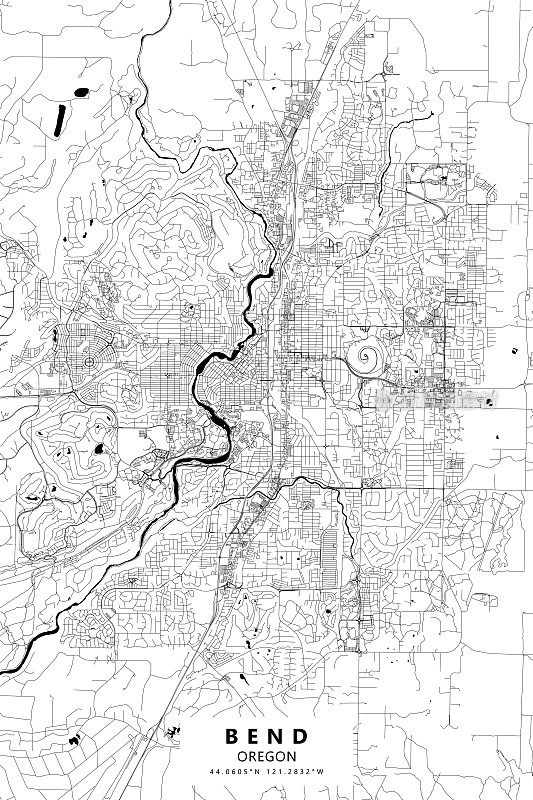 本德，俄勒冈州，美国矢量地图