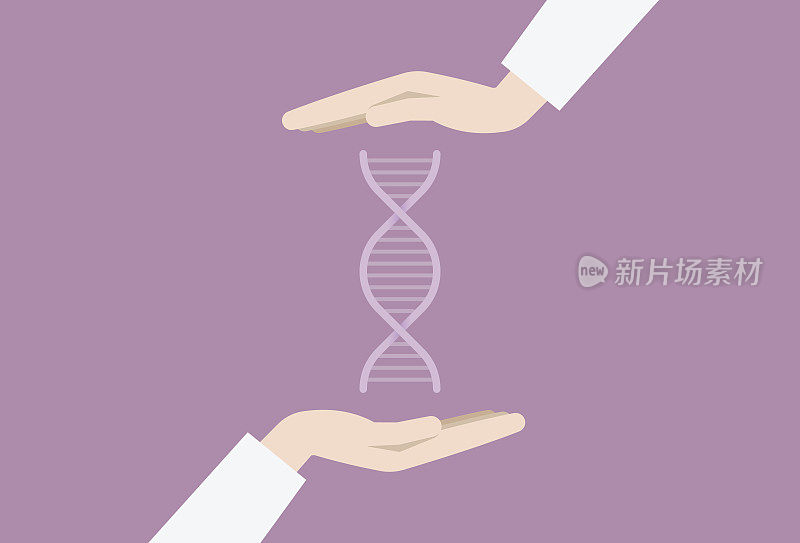 手持DNA链的生物技术概念，创新基因研究和医疗保健发现