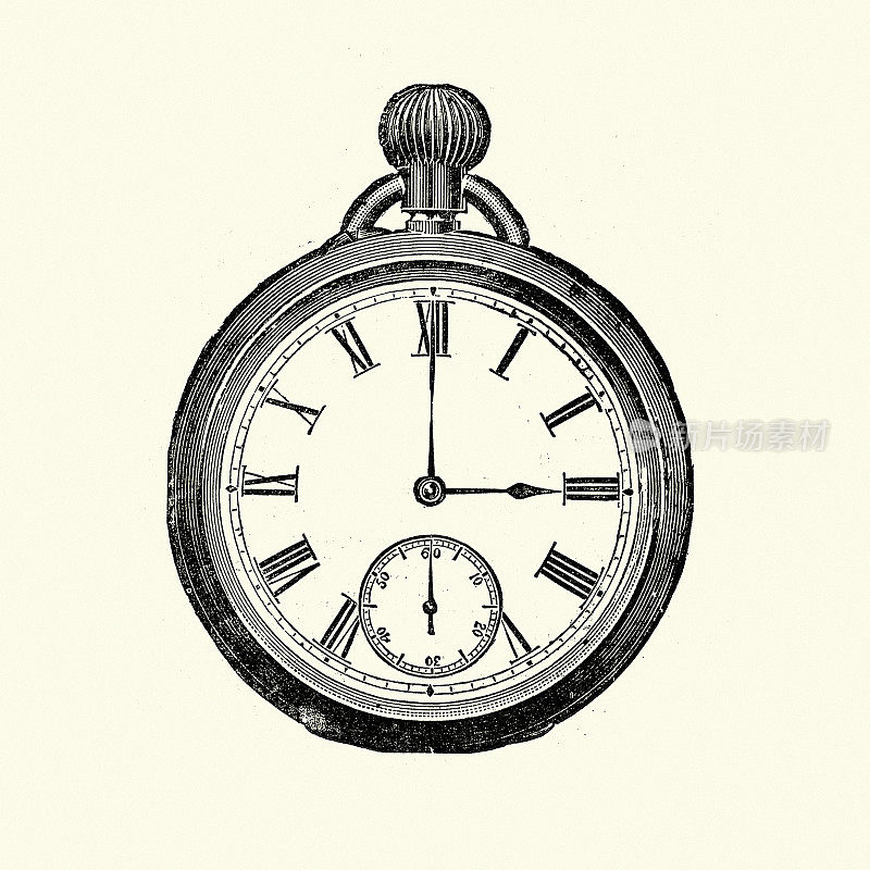 复古插图维多利亚板无钥匙杠杆手表，齐普赛德，1890年代，19世纪